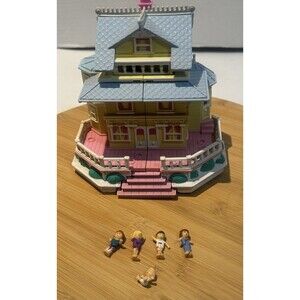 Polly Pocket Vintage 1995 Pop-up Party Bluebird Clubhouse w/ 5 Figures